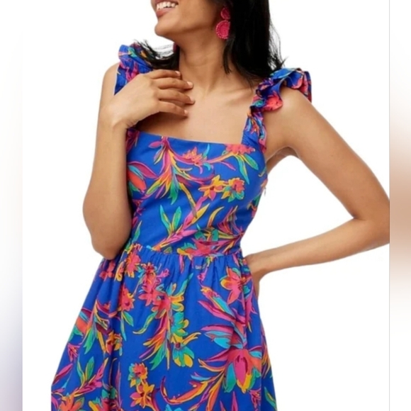 Brilliant Blue Dark Peony midi dress - Picture 1 of 7